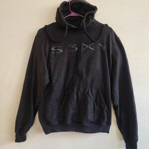 Tesla Hoodie Mens Small Black S3XY Sweatshirt Pullover Kangaroo Pocket Logo Car